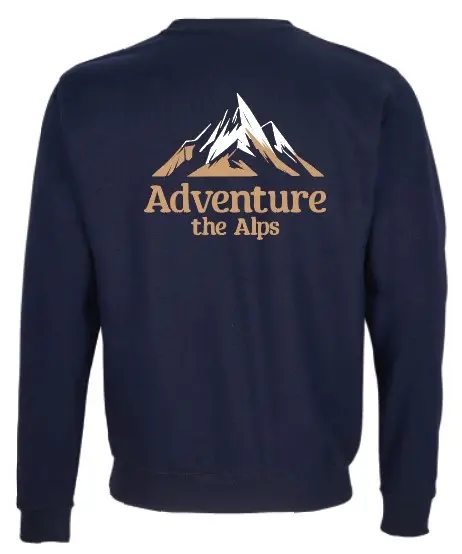 Crewneck navy blue Adventure the Alps dos.webp