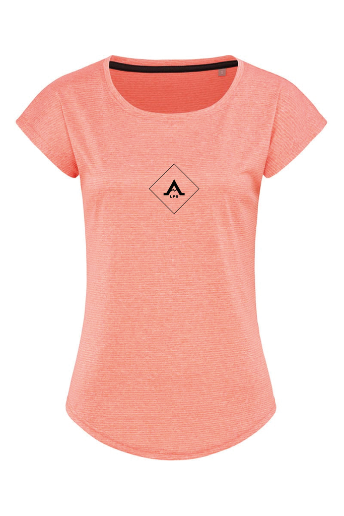 T-Shirt "Alpala Performance" Corail- Femme logo central (XS)
