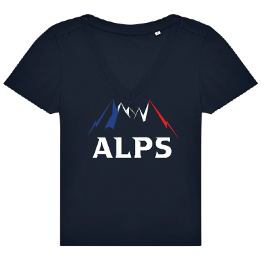 T-Shirt Alps Montagnes Tricolore Col V - Femme (XS)